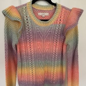 Loft Rainbow Ruffle Sweater